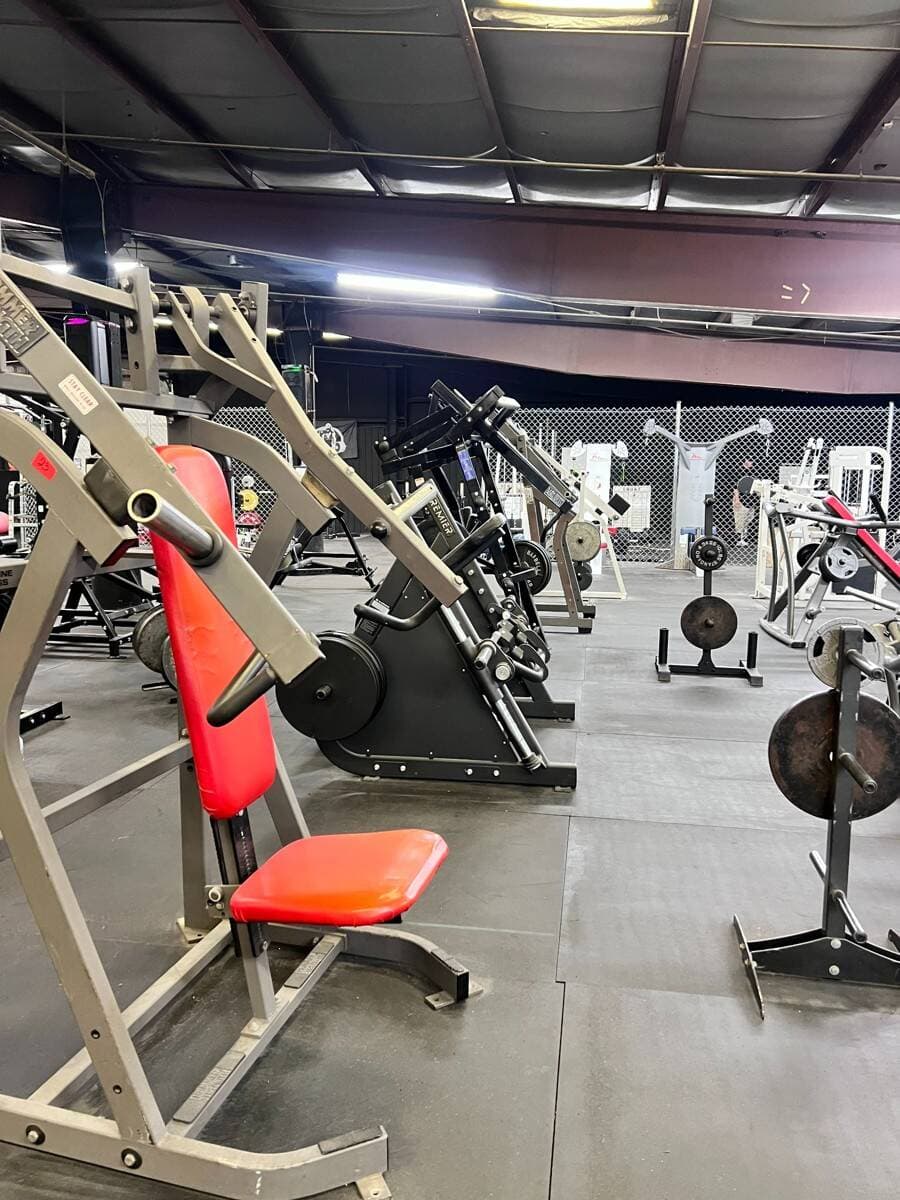 Weight-training floor and equipment at Colorado Iron Gym in Colorado Springs
