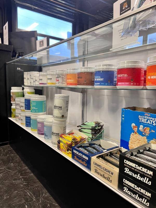 The pro shop with supplements and gear at Colorado Iron Gym in Colorado Springs